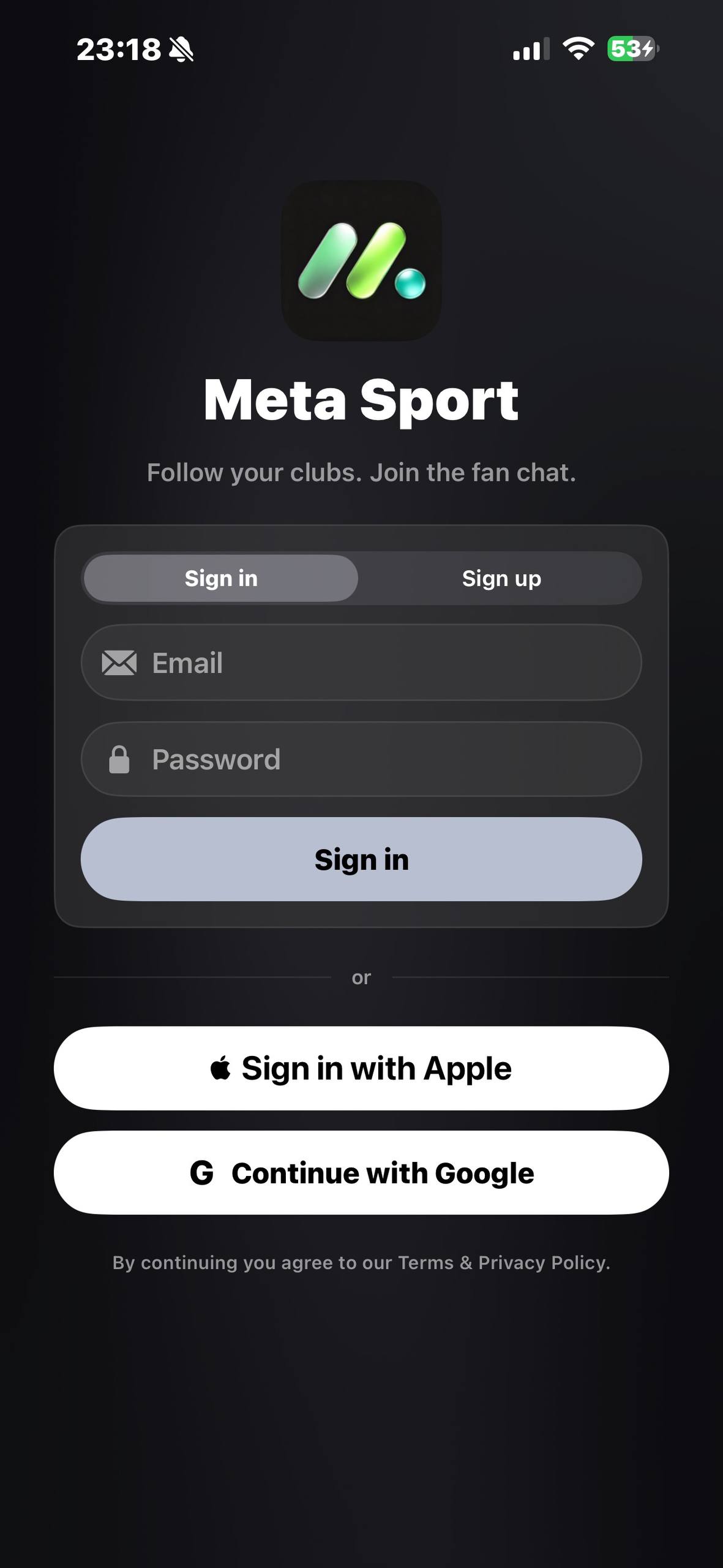 Sign in to Meta Sport